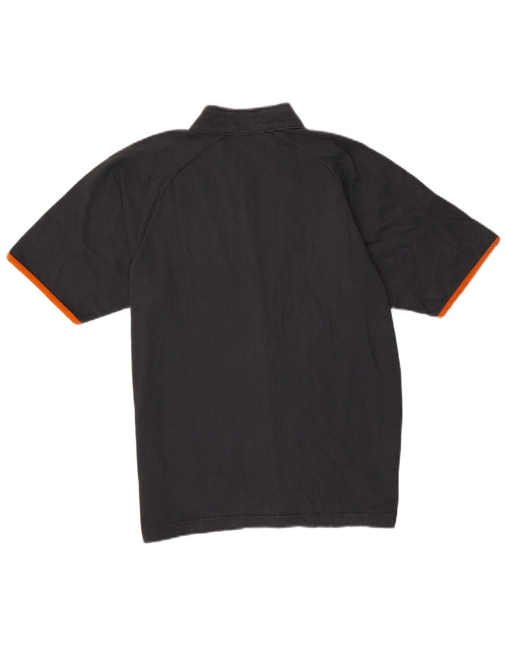 Champion Herren-T-Shirt mit Reißverschluss am Hals, Größe L, aus grauer Baumwolle