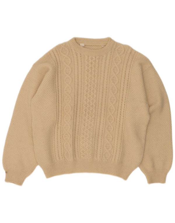 Vintage Herren Pullover mit Rundhalsausschnitt IT 52 Große cremefarbene Alpakawolle