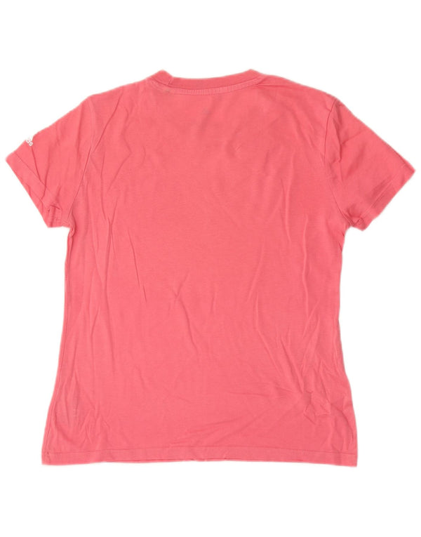 Adidas Damen Graphic T-Shirt Top UK 12/14 Mittelrosa Baumwolle
