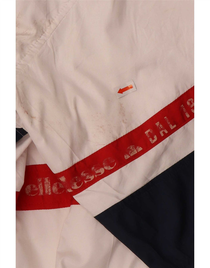 Ellesse Herren-Trainingsanzugoberteil mit Grafik, Größe L, Weiß, Farbblock