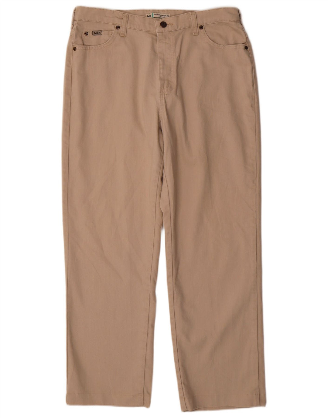 LEE Damen-Hose mit hoher Taille, gerade, Freizeithose, US 12, Größe L, W32, L28, Beige