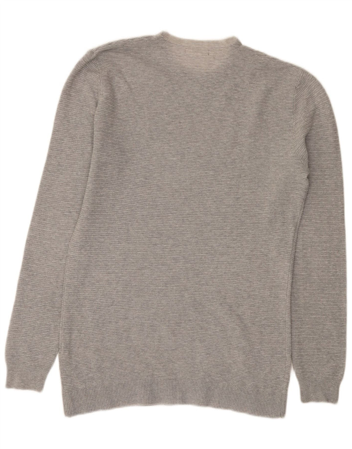 Zara Herren-Pullover mit Rundhalsausschnitt, groß, graue Baumwolle