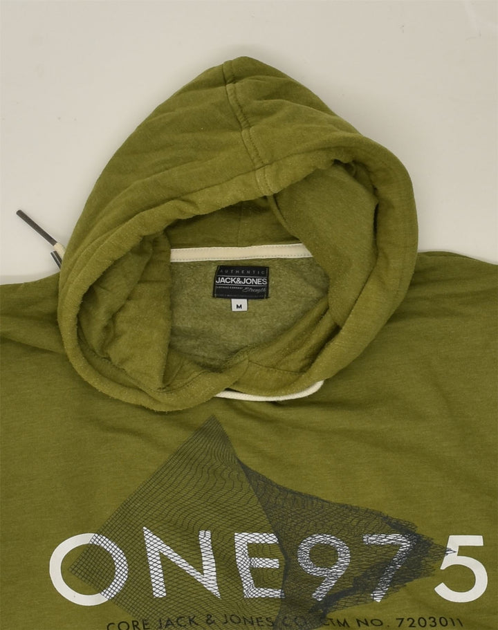 JACK & JONES Mens Graphic Hoodie Jumper Medium Green Cotton | Vintage Jack & Jones | Thrift | Second-Hand Jack & Jones | Used Clothing | Messina Hembry 