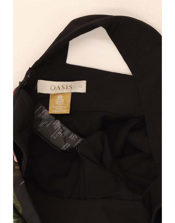 Oasis Neckholder-Kleid für Damen, UK 12, Mittelschwarz, geblümt, Polyester