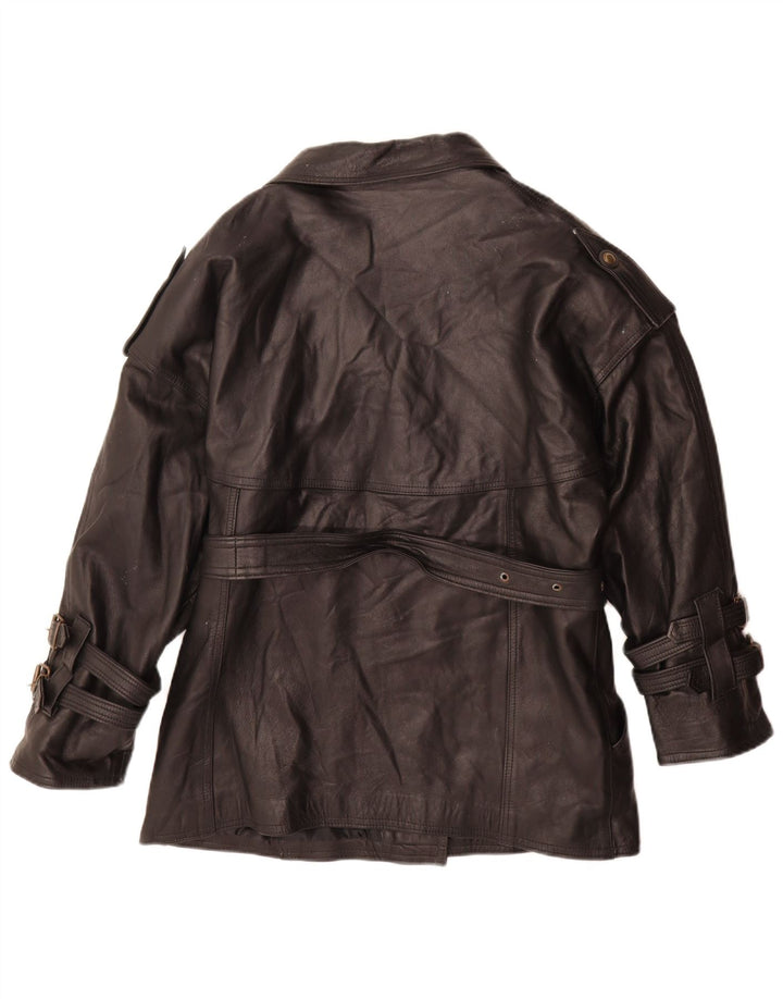 Antica Pelleria Damen Lederjacke UK 14 Mittelschwarzes Leder