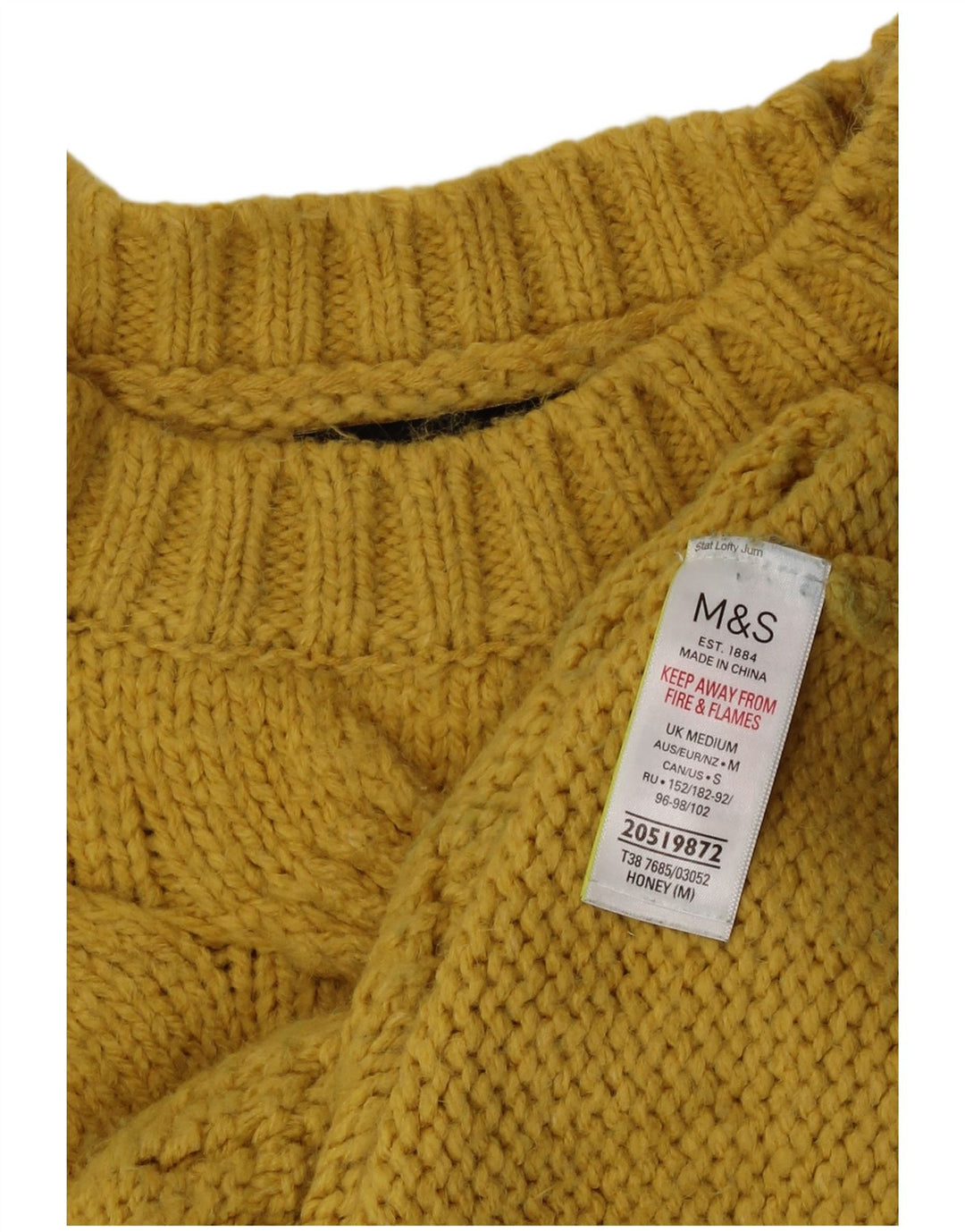 Marks & Spencer Damen-Pullover mit Rundhalsausschnitt, UK 14, mittelgelbes Acryl