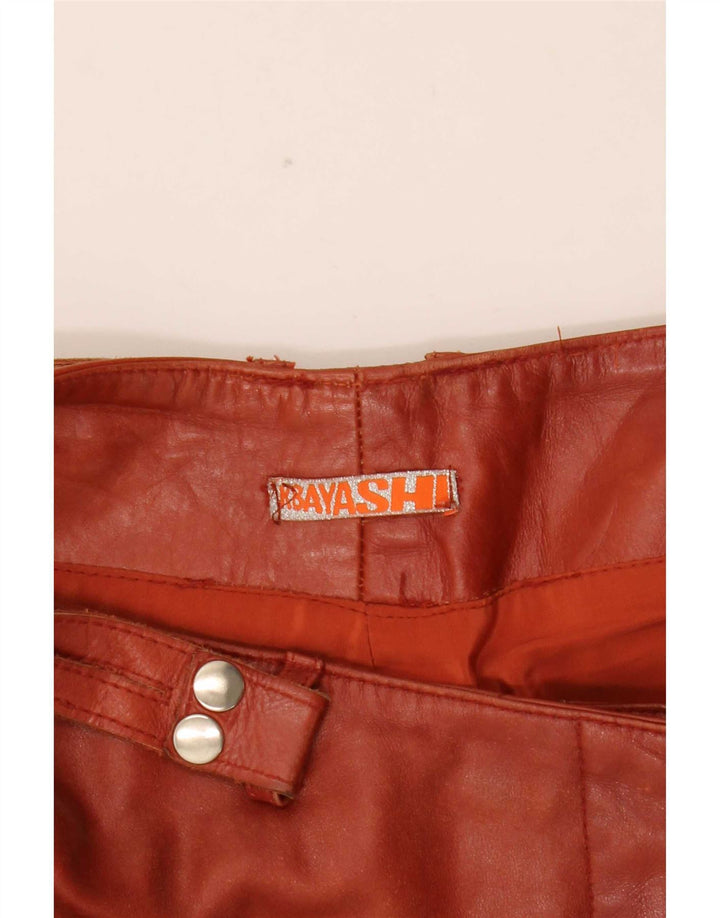 Vintage Damen Bootcut Lederhose Klein W27 L31 Braun