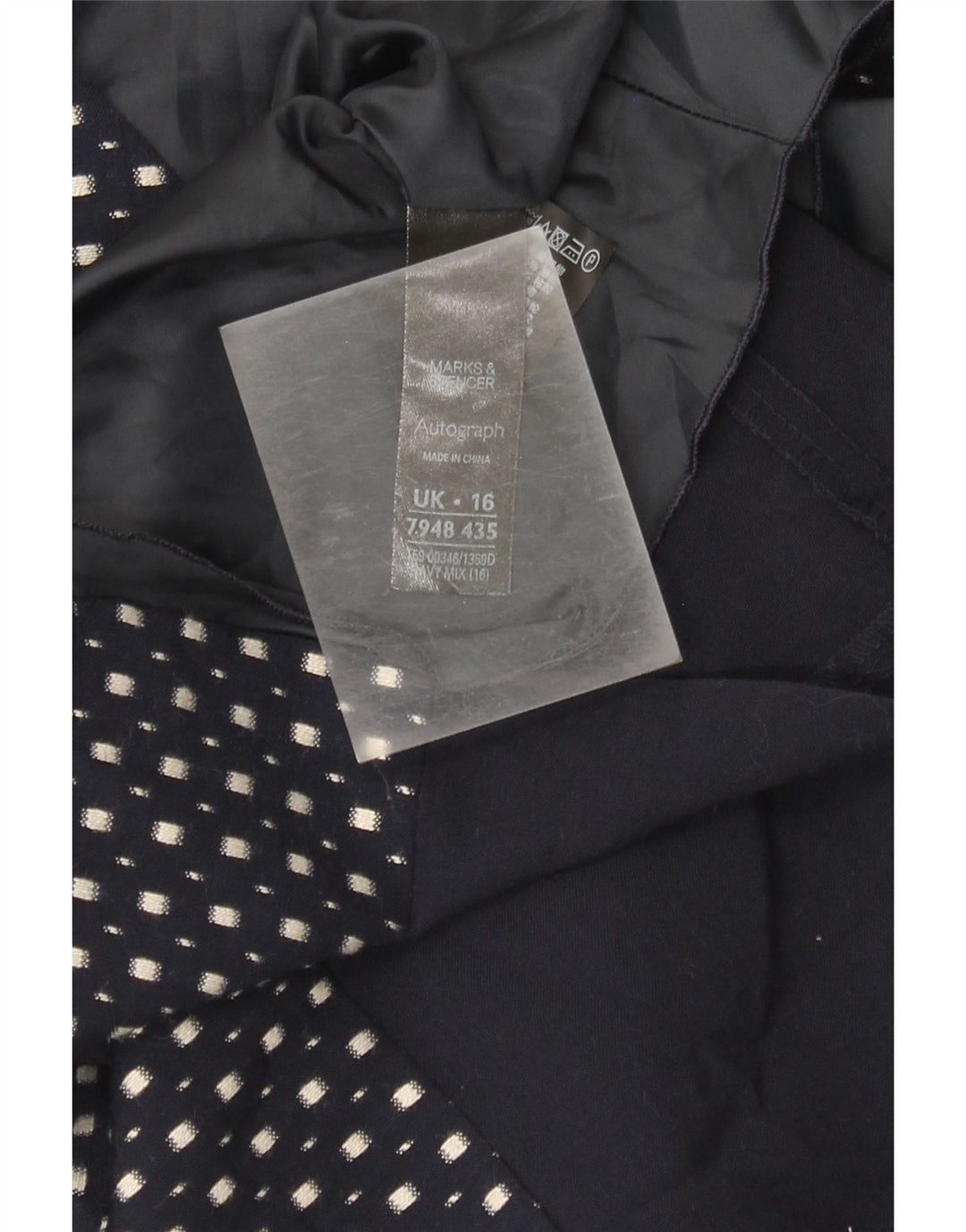 Marks & Spencer Damen Etuikleid UK 16 Large Marineblau gepunktet