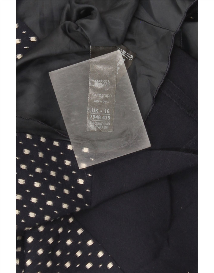 Marks & Spencer Damen Etuikleid UK 16 Large Marineblau gepunktet