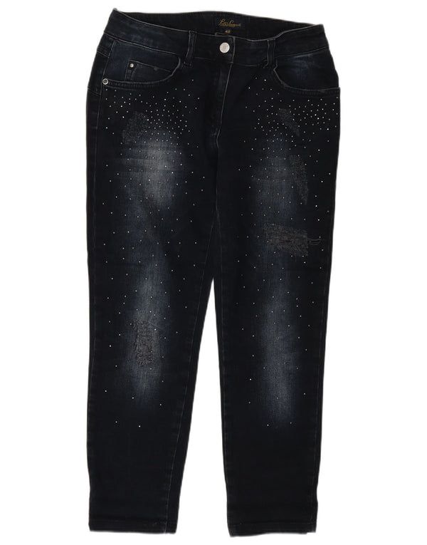 LUISA SPAGNOLI Damen Slim Cropped Jeans IT 40 Small W27 L25 Marineblau