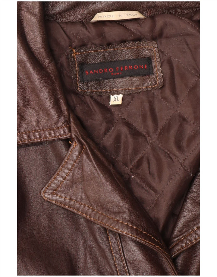 Sandro Ferrone Damen Crop Lederjacke UK 18 XL Braun