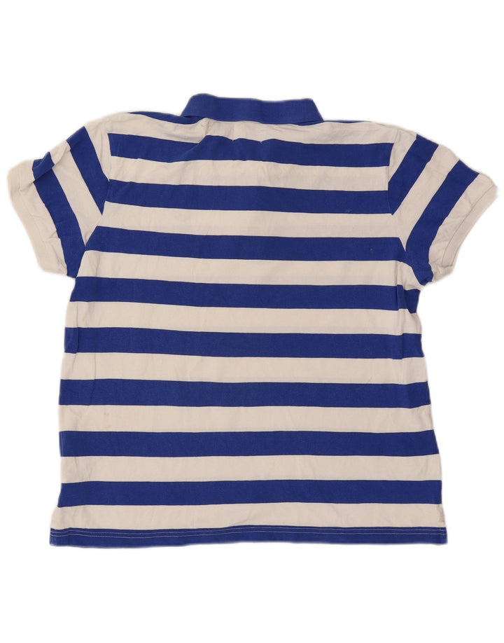 Adidas Herren-Poloshirt, groß, blau gestreift, Baumwolle