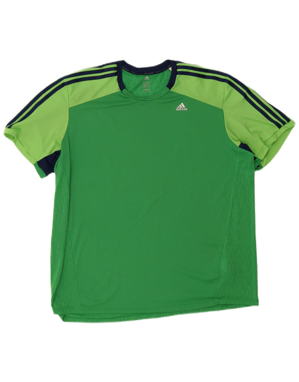 Adidas Herren Climacool T-Shirt Top 2XL Grün Colourblock Polyester