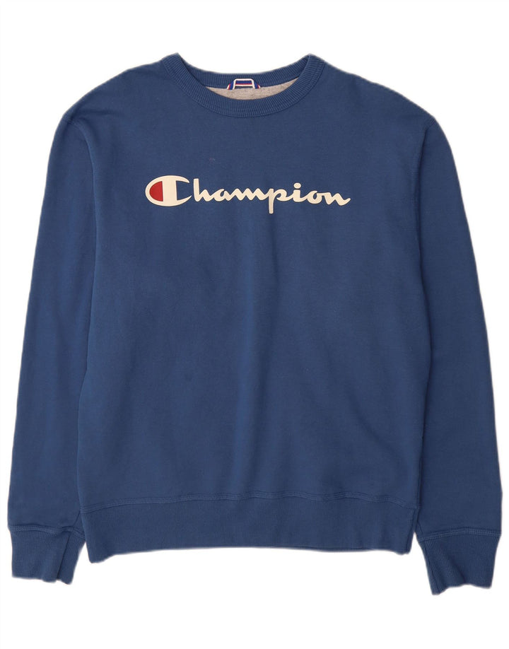 Champion Herren-Sweatshirt mit Grafik, mittelblaue Baumwolle