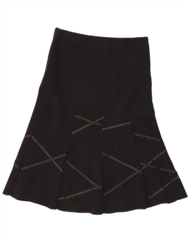 Marks & Spencer Damen A-Linienrock UK 12 Medium W34 Schwarz Geometrisch