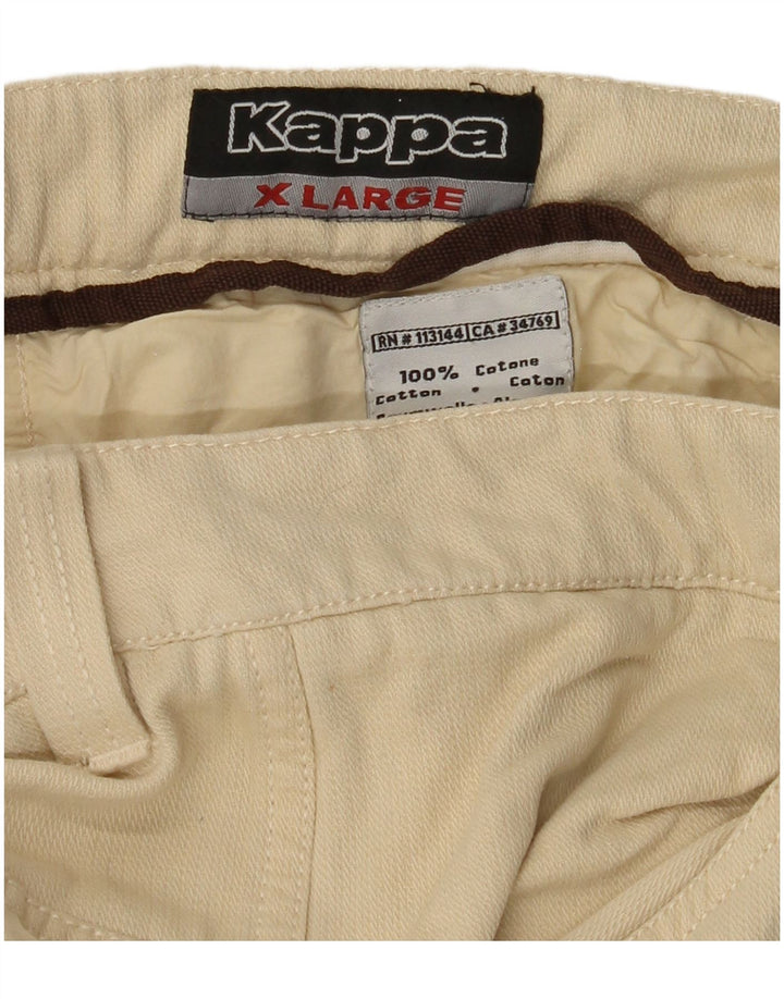KAPPA Herren Graphic Straight Casual Hose XL W38 L35 Beige Baumwolle