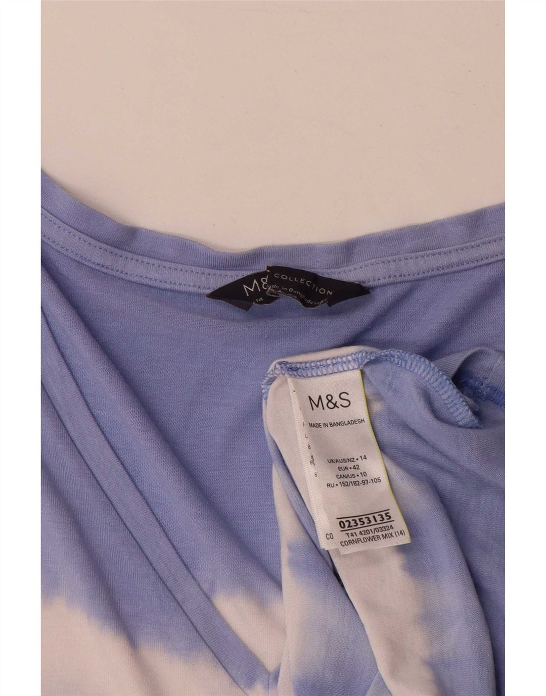 Marks & Spencer Damen-T-Shirt in Übergröße, Gr. 14, Blau, Batikfärbung