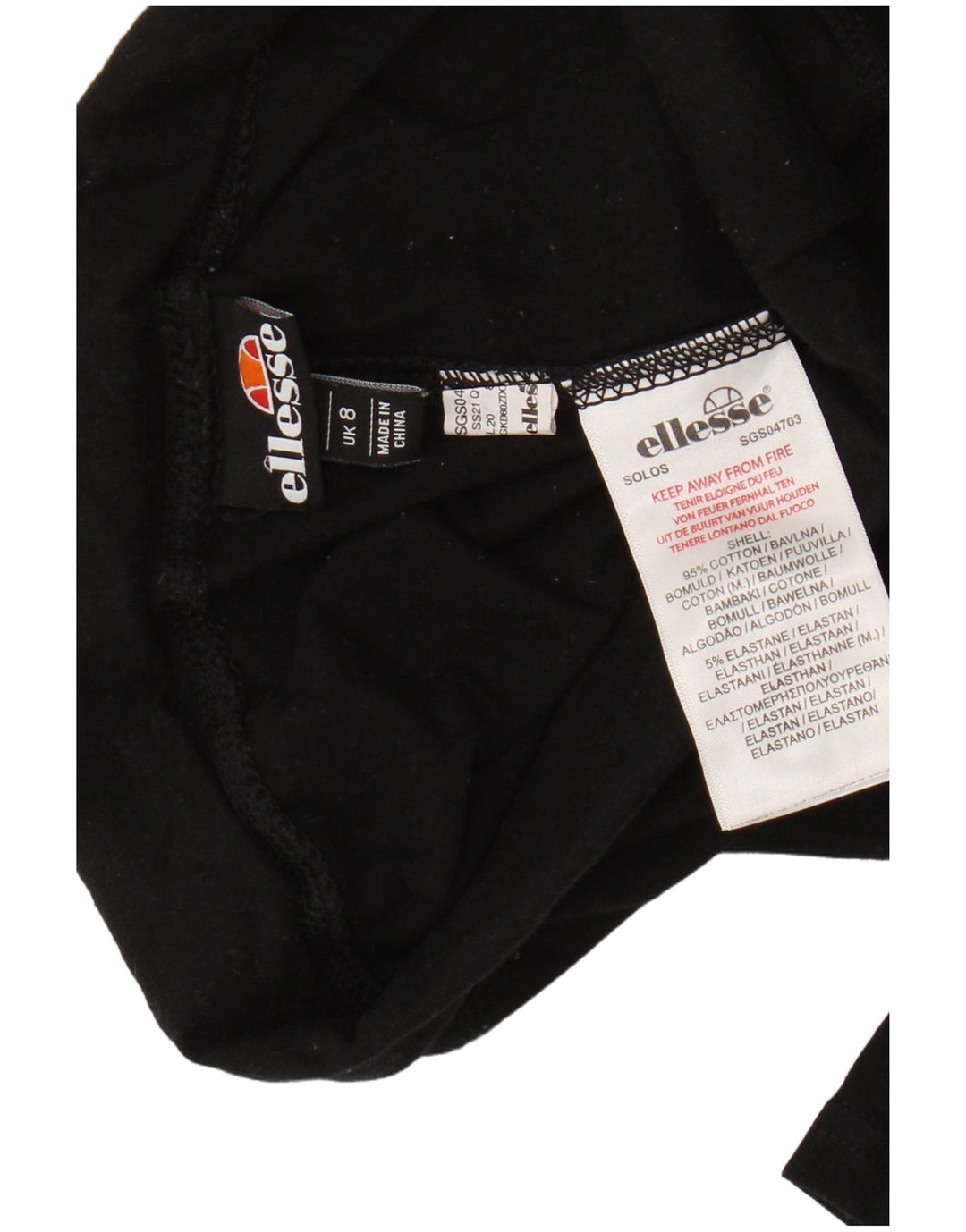Ellesse Womens Graphic Leggings UK 8 Small Schwarze Baumwolle