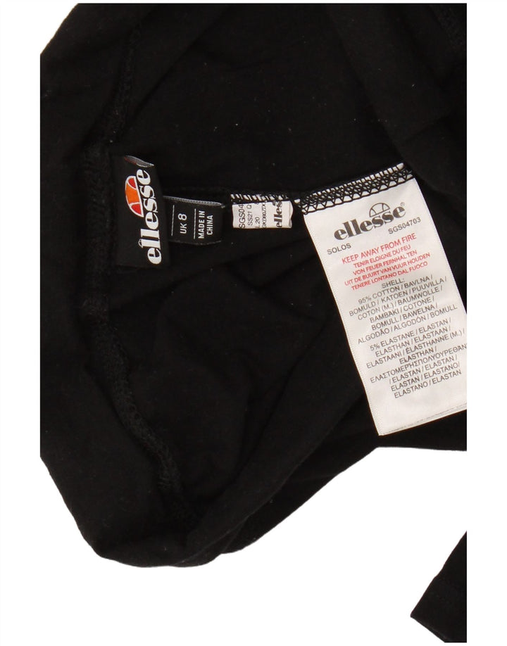 Ellesse Womens Graphic Leggings UK 8 Small Schwarze Baumwolle