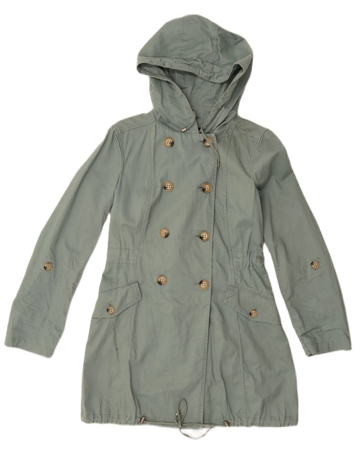 Benetton Damen Parka mit Kapuze IT 42 Mittelgrüne Baumwolle