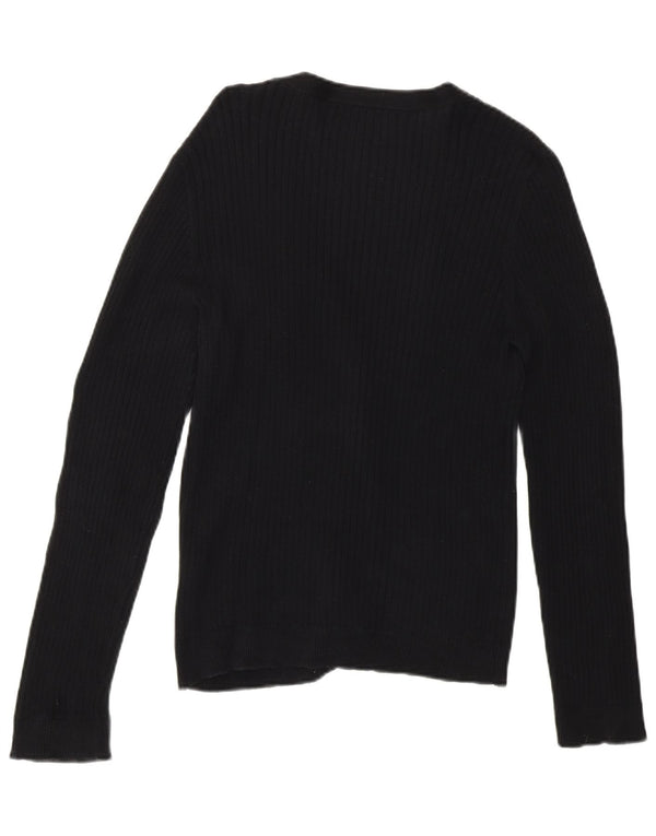 Chaps Damen Petite Cardigan Pullover UK 14 Mittelschwarze Baumwolle