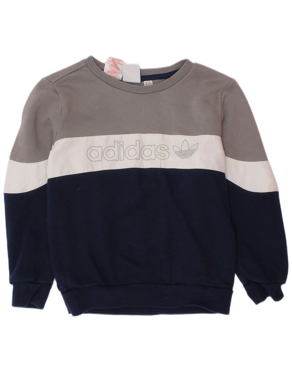 Adidas Jungen Grafik-Sweatshirt-Pullover, 7–8 Jahre, Marineblau, Farbblock