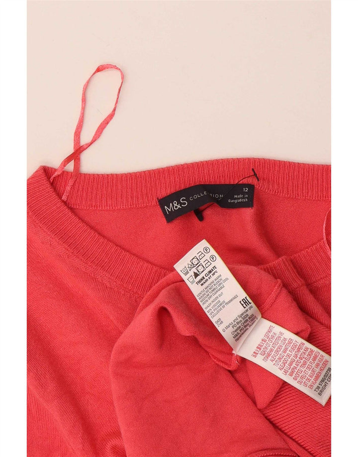 Marks & Spencer Damen Crop Cardigan Pullover UK 12 Mittelrosa Viskose