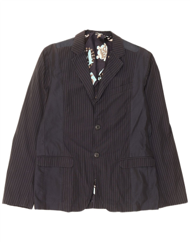 Iceberg Herren-Blazer mit 2 Knöpfen, IT 54 2XL, marineblaue Nadelstreifen-Baumwolle