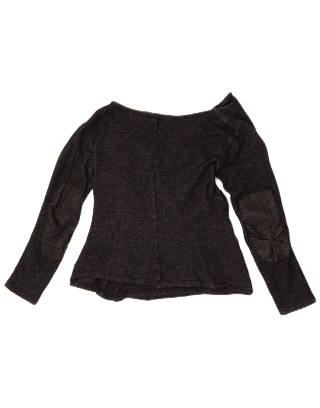 Max Mara Damen Crop Langarm-Blusenoberteil UK 10 Small Graue Wolle