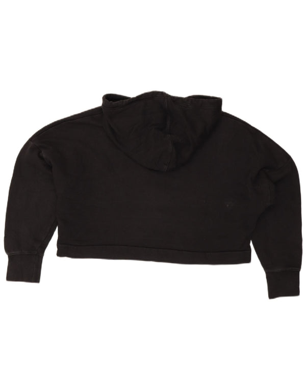 ADIDAS übergroßer Crop-Hoodie-Pullover für Damen, UK 12, Mittelschwarz, Farbblock