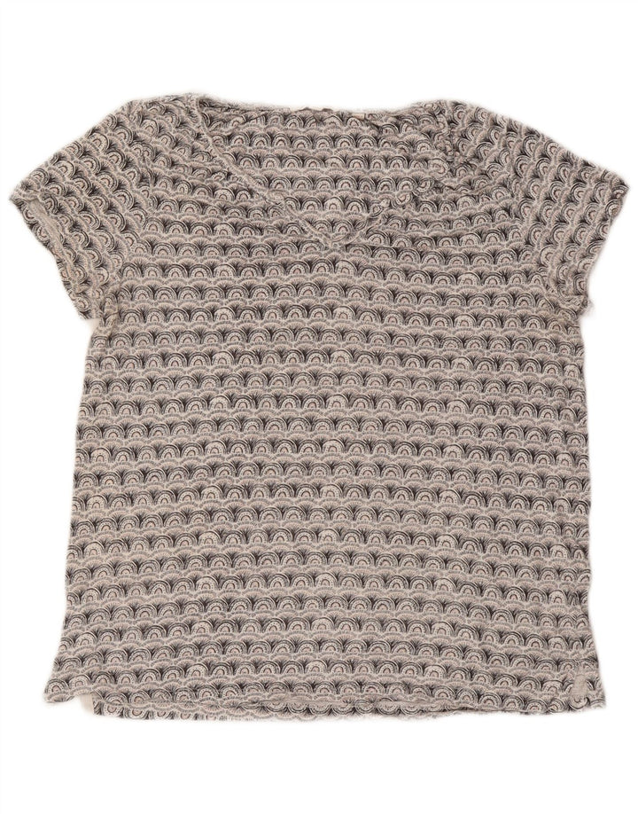 FAT FACE Womens Oversized Graphic T-Shirt Top UK 10 Small Grey Geometric