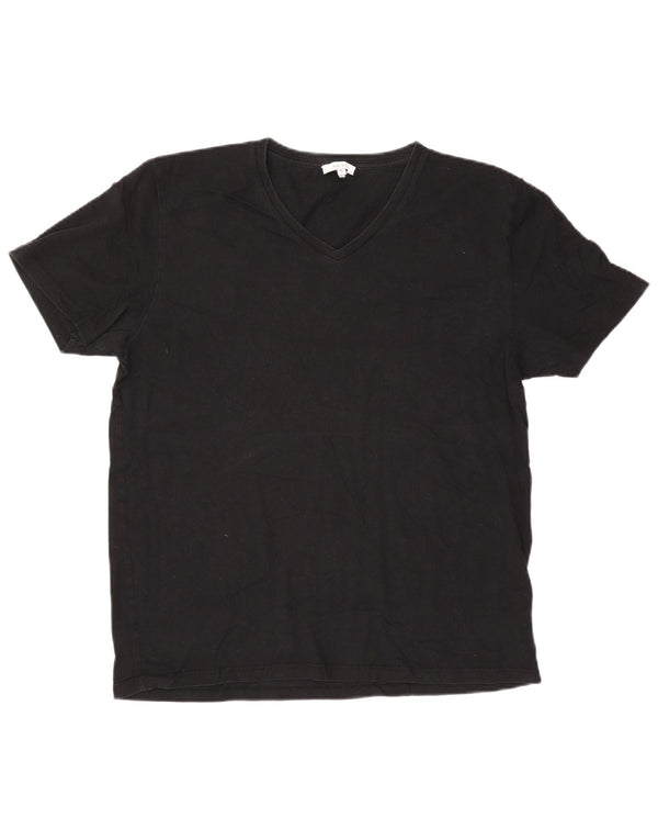 Reiss Herren T-Shirt Top XL Schwarz Baumwolle