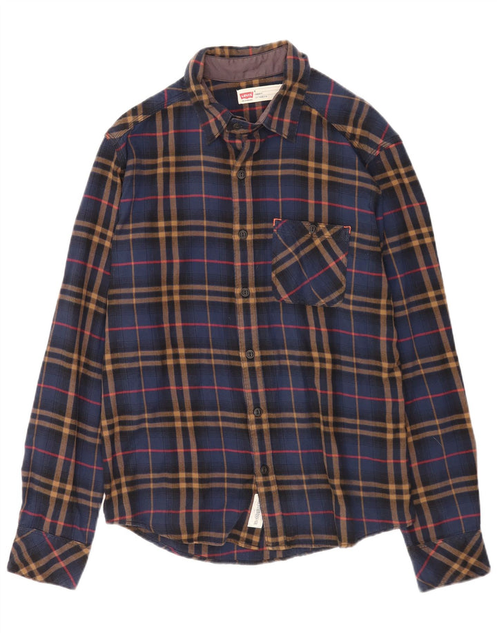 Levi's Herren-Flanellhemd mit Standard-Passform, mittelblau, kariert, Baumwolle