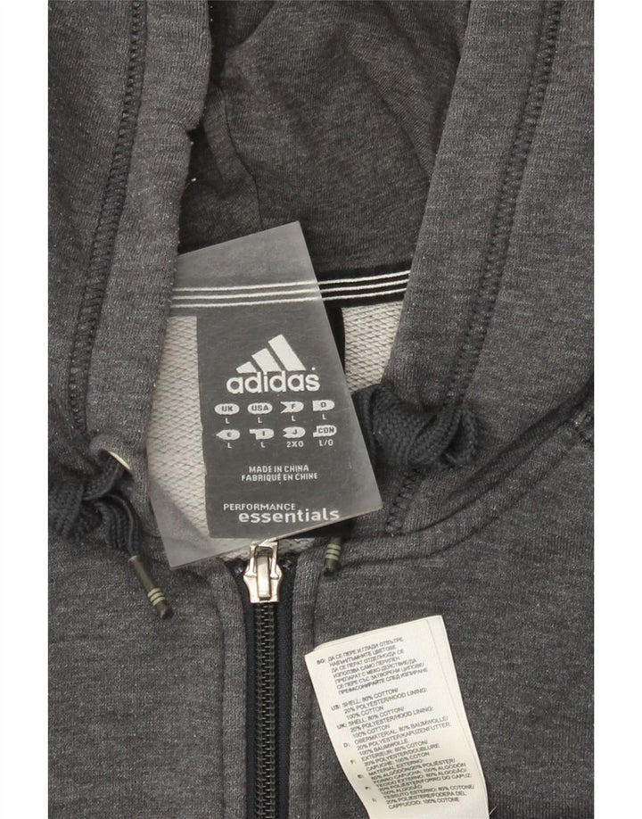 Adidas Herren-Kapuzenpullover mit Reißverschluss, groß, graue Baumwolle