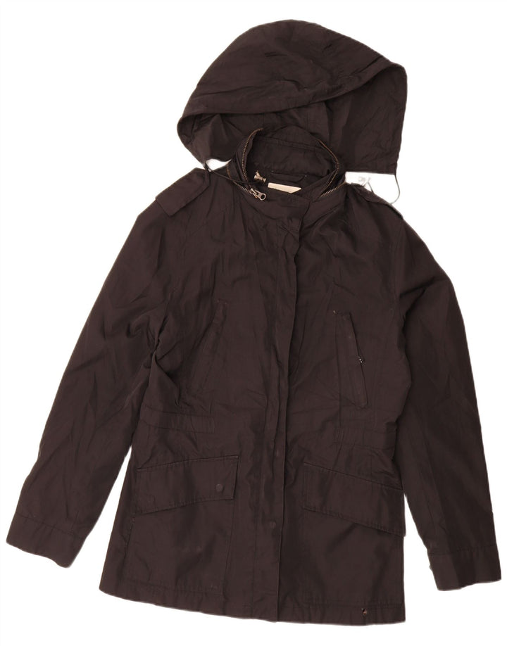 Massimo Dutti Damen-Parkajacke mit Kapuze, UK 14, mittelschwarz