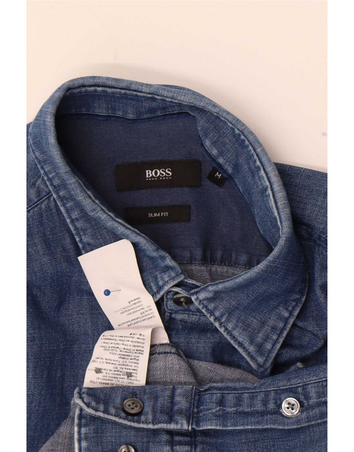 Hugo Boss Slim-Fit-Jeanshemd für Herren aus mittelblauer Baumwolle