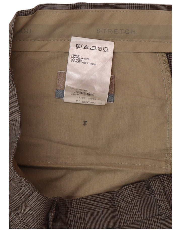 Marks & Spencer Herren-Anzughose mit maßgeschneiderter Passform, W38, L31, Schwarz mit Hahnentrittmuster