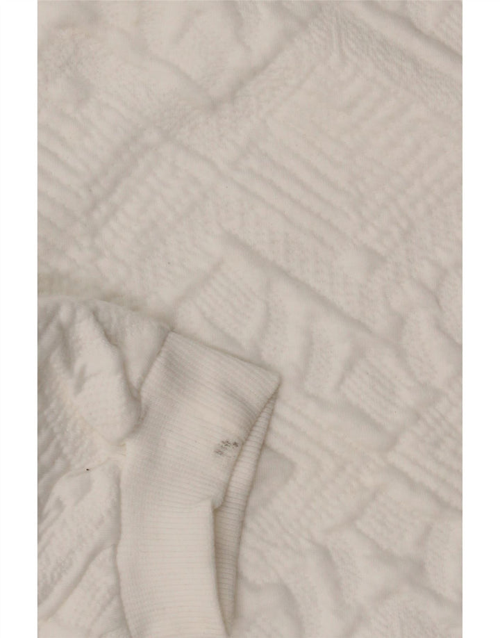Zara Damen Crop Oversized Sweatshirt Pullover UK 10 Small Weiß Geometrisch