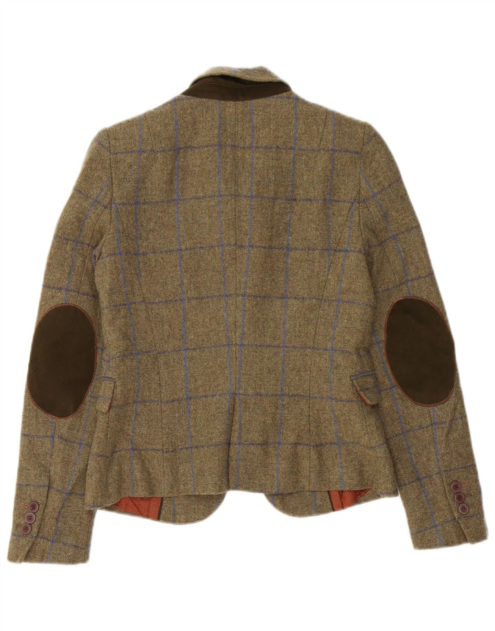 Zara Damen 1-Knopf-Blazerjacke UK 10 Small Khaki Check