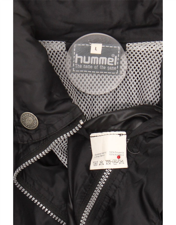 HUMMEL Mens Graphic Tracksuit Top Jacket Large Black Polyamide Vintage Hummel and Second-Hand Hummel from Messina Hembry 