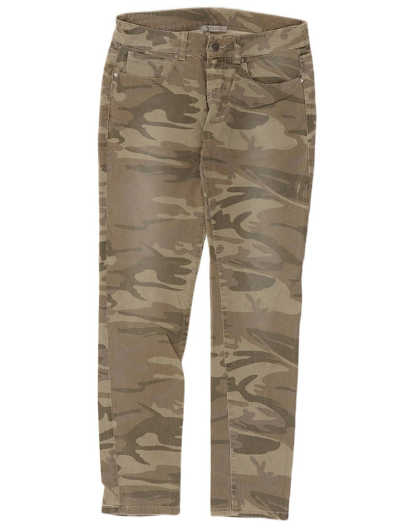 Pinko Damen Röhrenjeans W27 L28 Grüne Camouflage-Baumwolle