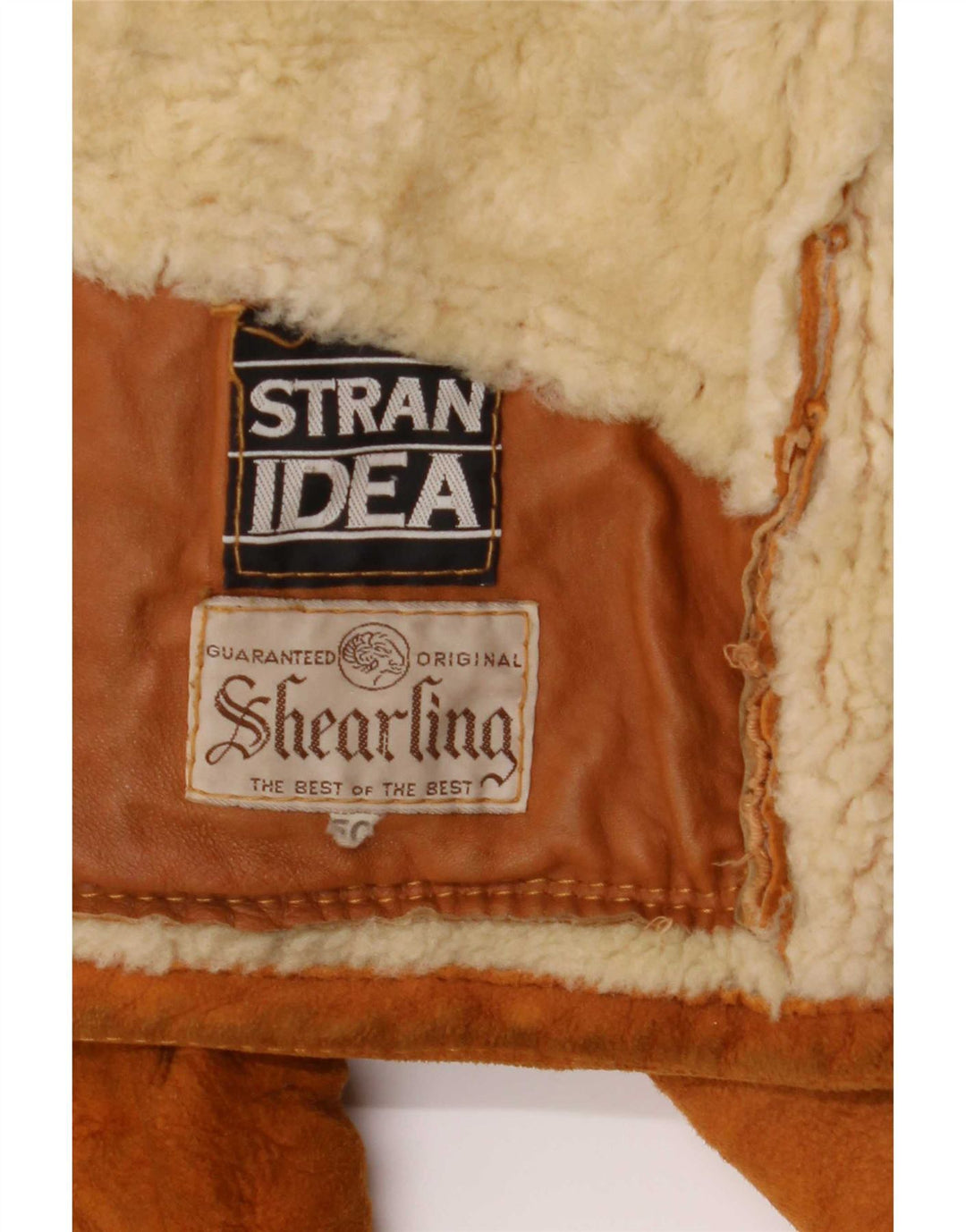 Vintage Herren Shearling Jacke IT 50 Large Beige