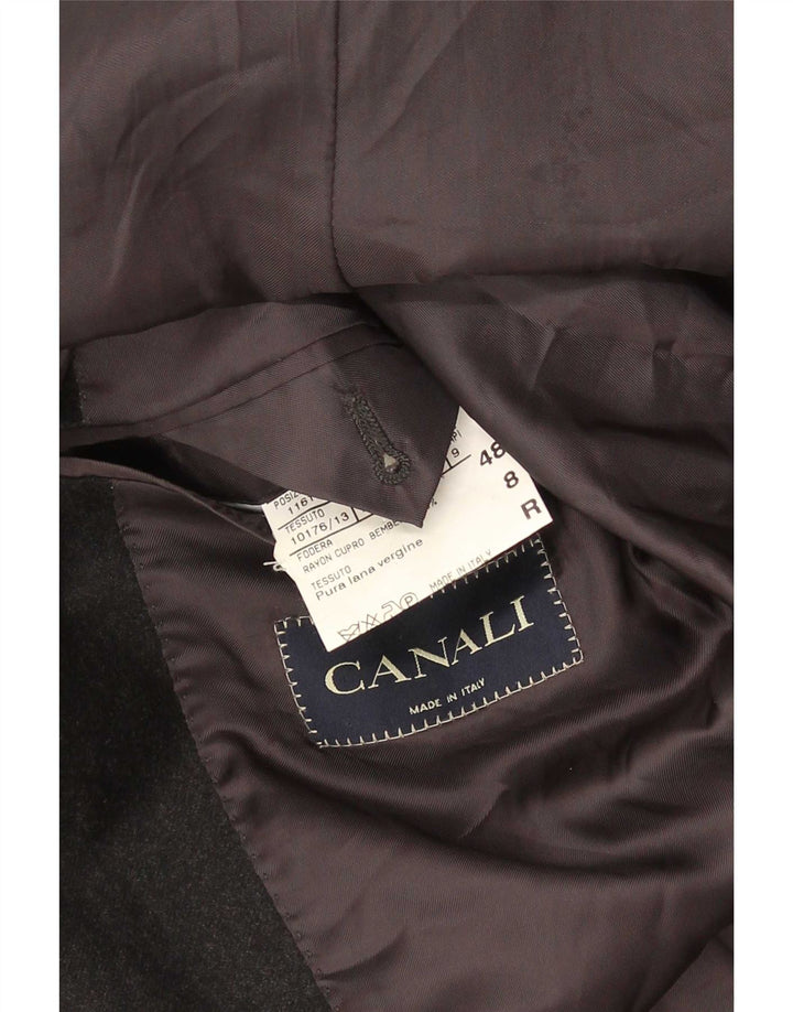 Canali Herren-Blazer mit 3 Knöpfen, IT 48, mittelschwarze Schurwolle