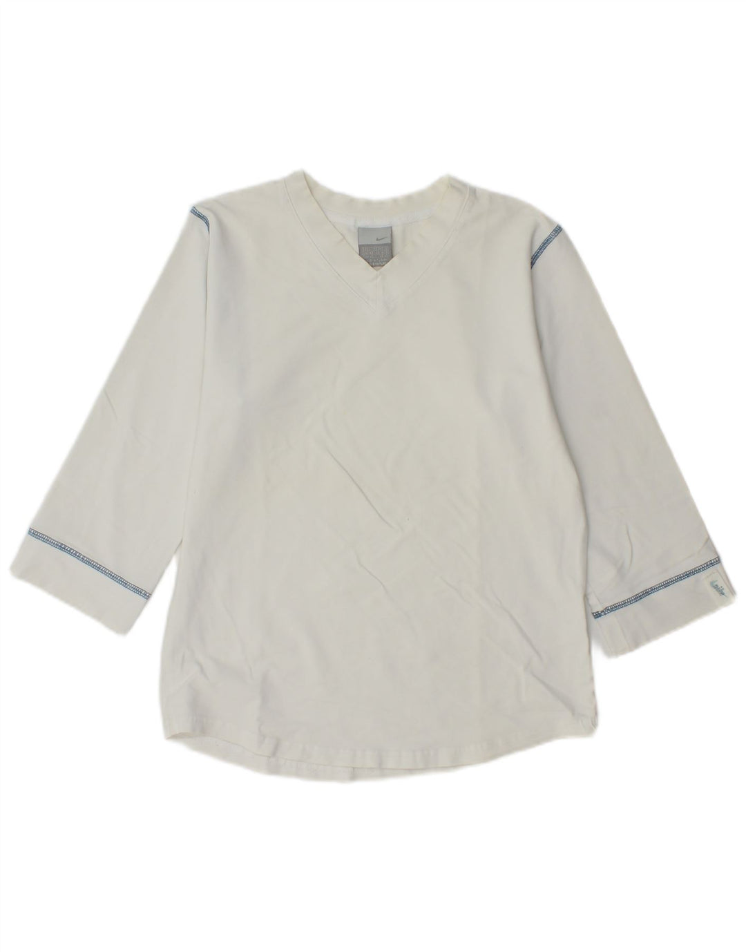 Nike Damen Top 3/4 Ärmel UK 14/16 Large Weiß