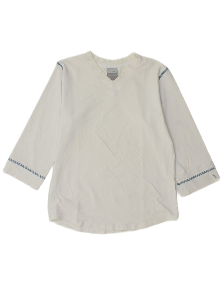 Nike Damen Top 3/4 Ärmel UK 14/16 Large Weiß