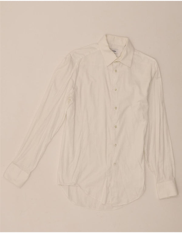 Calvin Klein Mens Slim Fit Shirt Size 15 Medium White Cotton