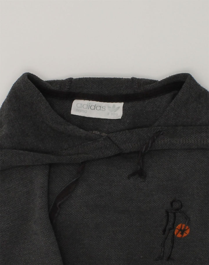 ADIDAS Boys Graphic Hoodie Jumper 9-10 Years Grey Cotton | Vintage Adidas | Thrift | Second-Hand Adidas | Used Clothing | Messina Hembry 