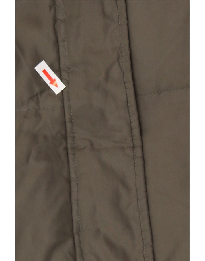 Michael Kors Wattierter Damenmantel mit Kapuze, UK 14, mittleres Khaki, Polyester, Winter