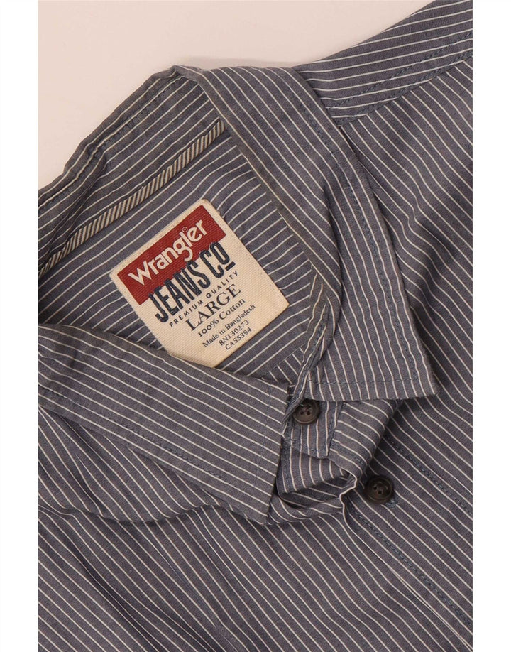 Wrangler Herrenhemd, groß, marineblau, Nadelstreifen-Baumwolle