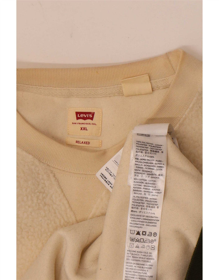 Levi's Herren-Fleecepullover mit entspannter Passform, 2XL, cremefarbenes, gestreiftes Polyester